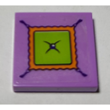 medium lavender tile 2 x 2 with lime orange and medium lavender cushion and button pattern sticker - set 41369