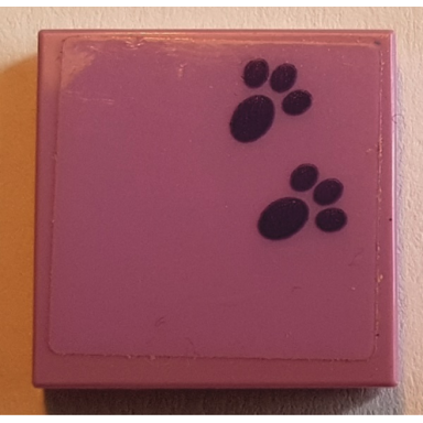 medium lavender tile 2 x 2 with dark purple paw prints pattern sticker - set 41369