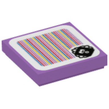 medium lavender tile 2 x 2 with super mario scanner code big urchin pattern sticker - set 71400