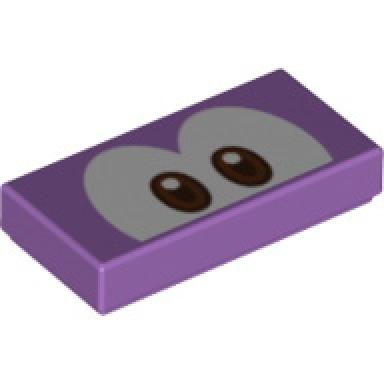 medium lavender tile 1 x 2 with dark brown and reddish brown eyes on white background pattern super mario urchin