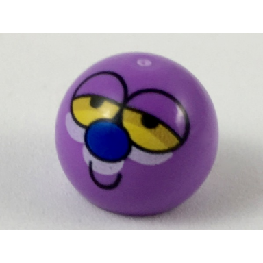 medium lavender technic ball joint with half-closed yellow eyes blue nose smile pattern powerpuff girls octi face