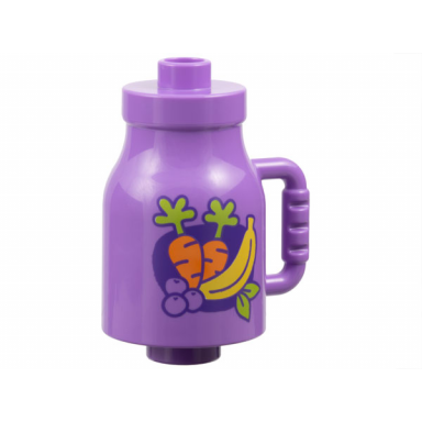 medium lavender duplo utensil milk bottle with handle with carrots banana and grapes pattern