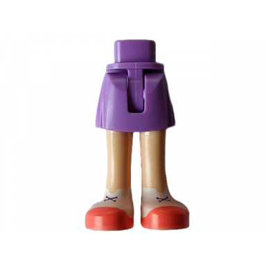 medium lavender mini doll hips and skirt with molded light nougat legs and printed white shoes with black laces and coral soles pattern - thin hinge