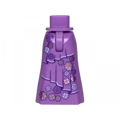 medium lavender mini doll hips and skirt full length with dark purple layers and metallic pink and lavender flowers pattern - thin hinge