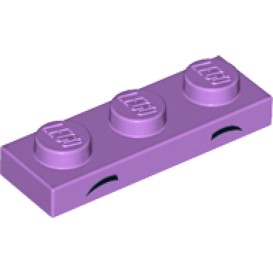 medium lavender plate 1 x 3 with 2 small black arcs middle and pointed pattern unikitty eyebrows