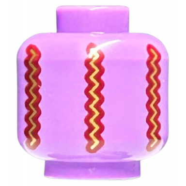 medium lavender minifigure head without face with dark red and gold zig zag vertical lines pattern hp beaded bag