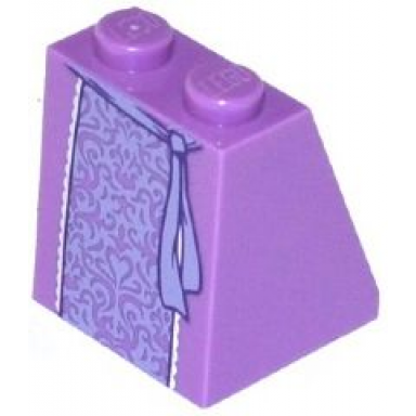 medium lavender slope 65 2 x 2 x 2 with bottom tube with minifigure dress skirt robe lavender embroidered with belt pattern