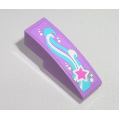 medium lavender slope curved 3 x 1 with magenta white and medium azure shooting star pattern model left side sticker - set 41015