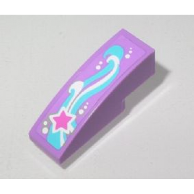 medium lavender slope curved 3 x 1 with magenta white and medium azure shooting star pattern model right side sticker - set 41015