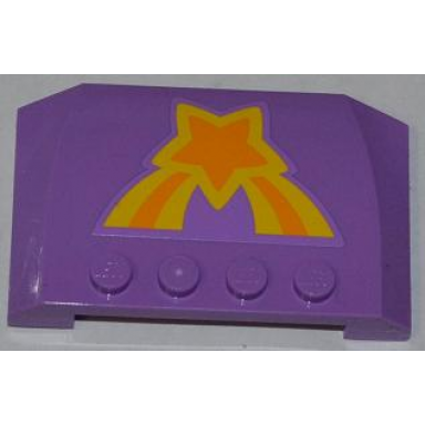 medium lavender wedge 4 x 6 x 2 3 triple curved with orange and yellow shooting star pattern sticker - set 3183