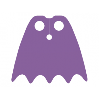 medium lavender minifigure cape cloth with top holes and scalloped 5 points bottom batman long circle neck cut - traditional starched fabric