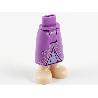 medium lavender mini doll hips and skirt long with molded light nougat legs and printed metallic pink filigree and lavender triangle pattern - thick hinge