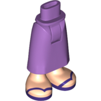 medium lavender mini doll hips and skirt long with molded light nougat legs and printed dark purple sandals pattern - thick hinge