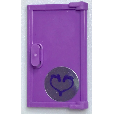 medium lavender door 1 x 2 x 3 with vertical handle mold for tabless frames with heart pattern sticker - set 40307