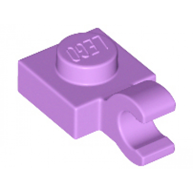 medium lavender plate modified 1 x 1 with open o clip horizontal grip