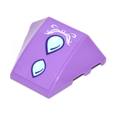 medium lavender wedge 4 x 3 triple curved no studs with bright light blue dragon scales and white elves scrollwork pattern sticker - set 41178