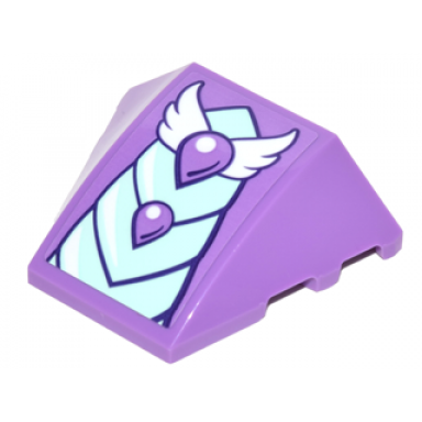 medium lavender wedge 4 x 3 triple curved no studs with bright light blue and medium lavender dragon scales and white wings pattern sticker - set 41178