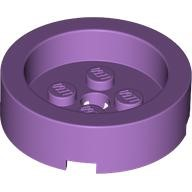 medium lavender brick round 4 x 4 with recessed center and hole