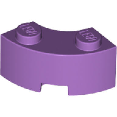 medium lavender brick round corner 2 x 2 macaroni with stud notch and reinforced underside