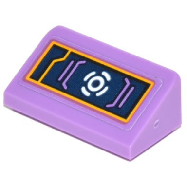 medium lavender slope 30 1 x 2 x 2 3 with digital console with white circle pattern sticker - set 41230