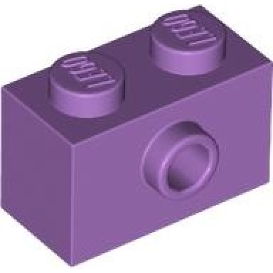 medium lavender brick modified 1 x 2 with stud on side