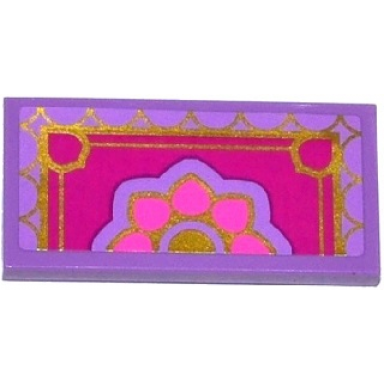 medium lavender tile 2 x 4 with gold magenta dark pink and lavender oriental rug pattern sticker - set 41061