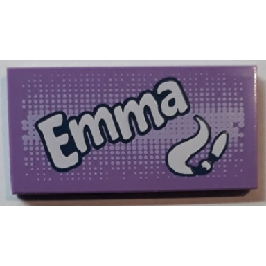 medium lavender tile 2 x 4 with emma and paint brush and swirl pattern
