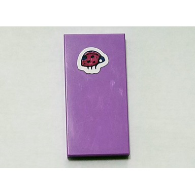 medium lavender tile 2 x 4 with red ladybug on white background pattern sticker - set 41325