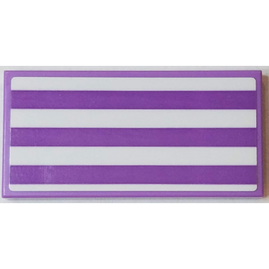 medium lavender tile 2 x 4 with medium lavender and white stripes pattern sticker - set 41430