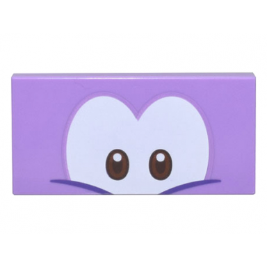 medium lavender tile 2 x 4 with dark brown and reddish brown eyes on white background dark purple eyelid lines pattern super mario big urchin