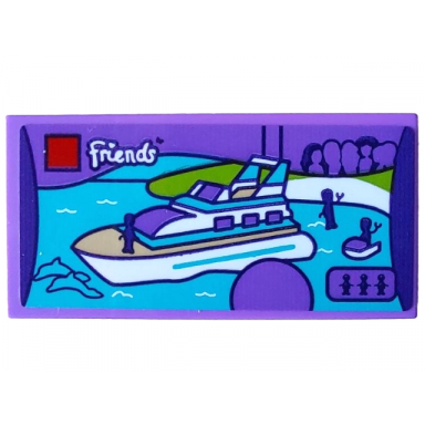 medium lavender tile 2 x 4 with friends set 41015 dolphin cruiser pattern sticker - set 4002022