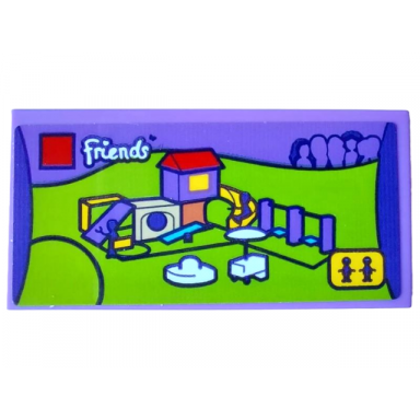 medium lavender tile 2 x 4 with friends set 41325 heartlake city playground pattern sticker - set 4002022