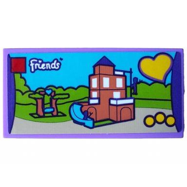 medium lavender tile 2 x 4 with friends set 41340 friendship house pattern sticker - set 4002022