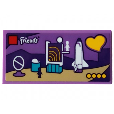 medium lavender tile 2 x 4 with friends set 41713 olivias space academy pattern sticker - set 4002022