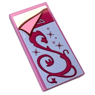 medium lavender tile 2 x 4 with bright light blue blanket with crown magenta filigree and sparkles folded bright pink corner white bedsheet pattern model left side sticker - set 41152