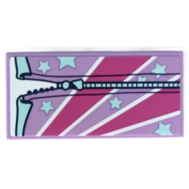 medium lavender tile 2 x 4 with medium lavender sleeping bag with light aqua stars magenta and white stripes pattern sticker - set 41681