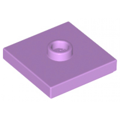 medium lavender plate modified 2 x 2 with groove and 1 stud in center jumper