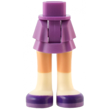 medium lavender mini doll hips and skirt layered light nougat legs white socks and dark purple shoes pattern - thick hinge