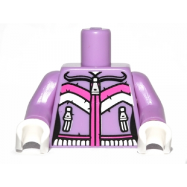 medium lavender torso female zipper 2 zipper pockets and pink and white stripes pattern medium lavender arms white hands