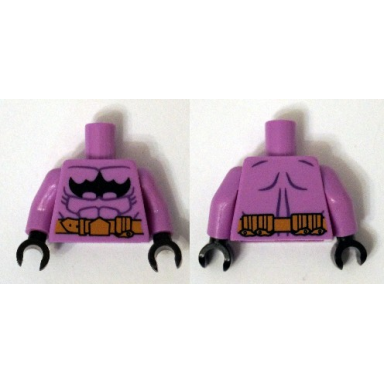 medium lavender torso batman logo upside down with muscles and gold belt pattern medium lavender arms black hands
