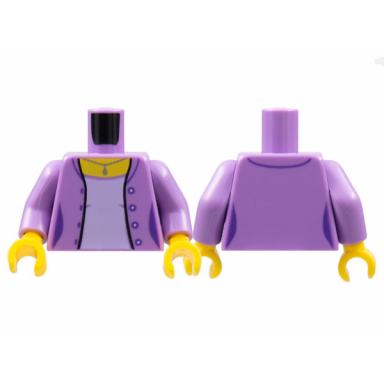 medium lavender torso female open jacket with 4 buttons silver pendant necklace lavender shirt pattern medium lavender arms yellow hands