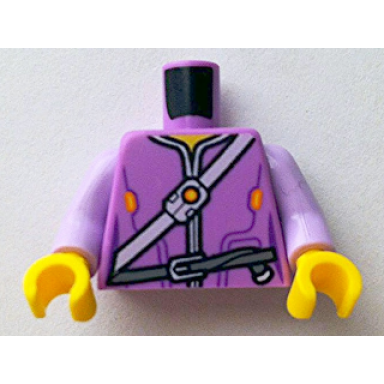 medium lavender torso nexo knights female jacket with shoulder strap and belt pattern lavender arms yellow hands