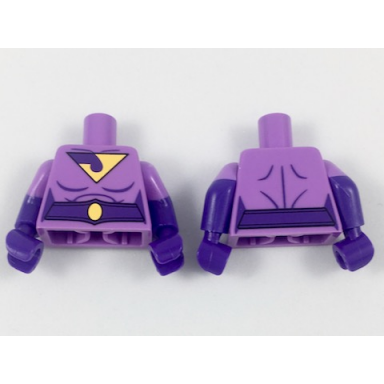 medium lavender torso female wonder twin jayna pattern dark purple arms with molded medium lavender short sleeves pattern dark purple hands