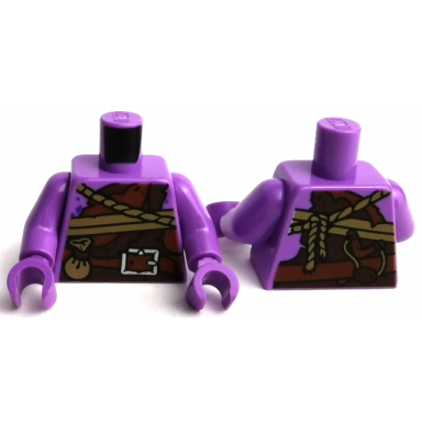 medium lavender torso dark orange cloths tan rope and reddish brown belt pattern medium lavender arms medium lavender hands