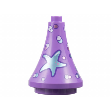 medium lavender duplo roof spire 3 x 3 x 3 tapered cone with metallic light blue metallic pink and silver starfish and bubbles pattern