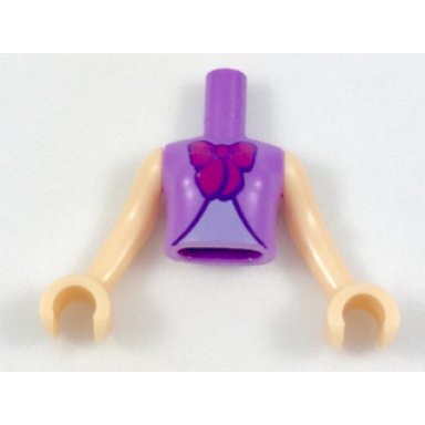 medium lavender torso mini doll girl top with magenta bow and lavender triangular panel pattern light nougat arms with hands disney fairy godmother