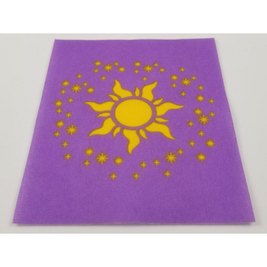 medium lavender duplo cloth blanket 8 x 10 cm with yellow sun and stardust pattern