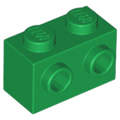 green brick modified 1 x 2 with studs on 1 side