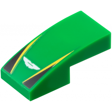 green slope curved 2 x 1 x 2 3 with white aston martin logo yellow stripes black triangles pattern
