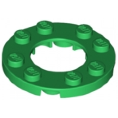 green plate round 4 x 4 with 2 x 2 round open center